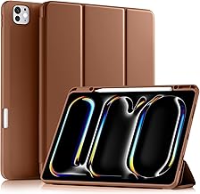 Akkerds Compatible with iPad Pro 13 Inch Case (M5/M4) 2025/2024, for iPad 13 Pro Case with Pencil Holder, Slim Trifold Stand Protective Cover with Soft TPU Back, Auto Wake/Sleep (Darkbrown)
