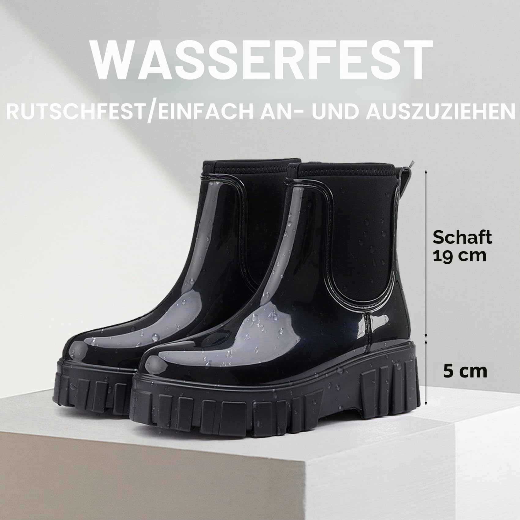 CLYCTIP Gummistiefel Damen Wasserdicht Stiefel Damen Chelsea Boots Damen Regenstiefel Stiefeletten mit Rutschfest Sohle
