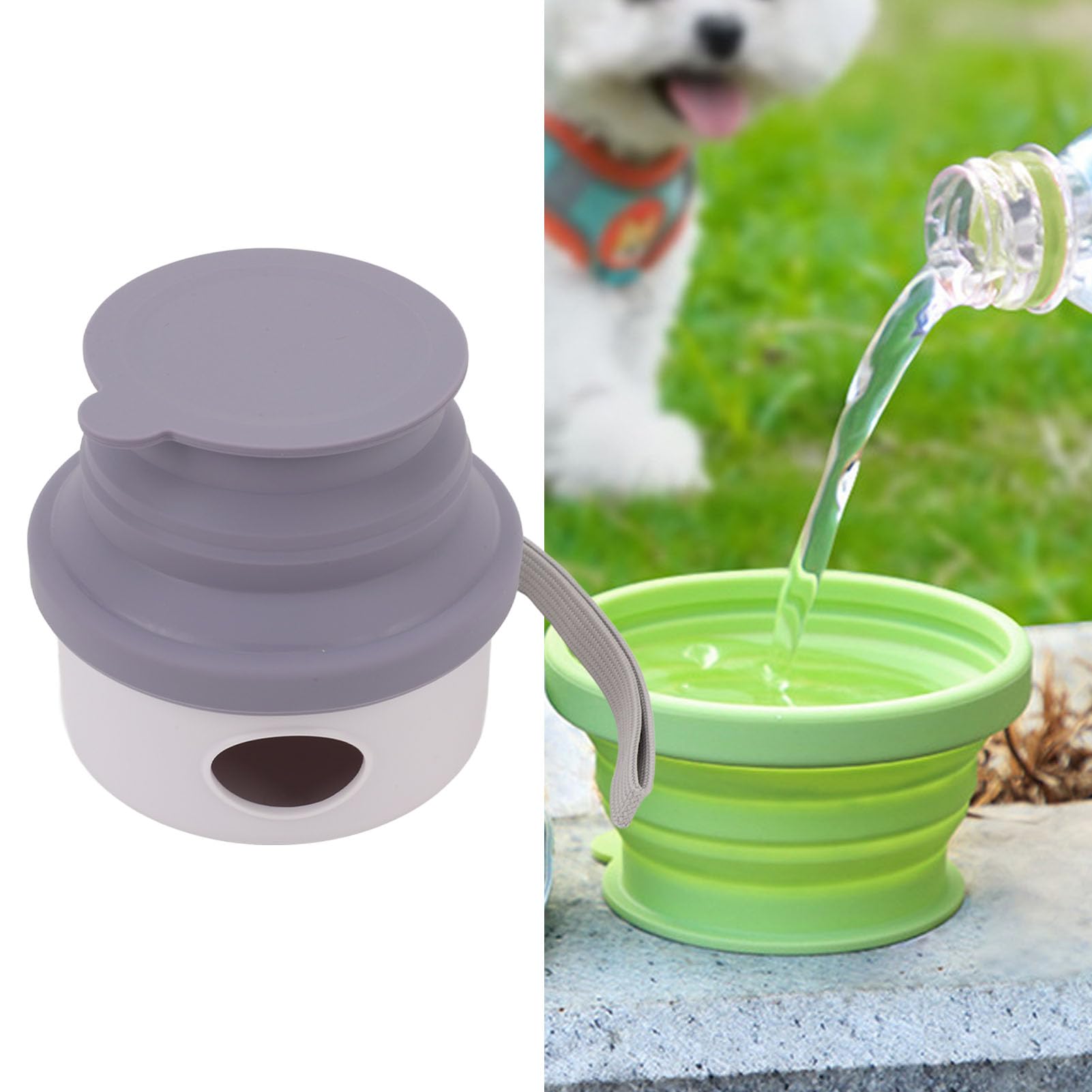 Ciotola da viaggio per cani da esterno e pieghevole in silicone per animali domestici, 150 ml (Viola)