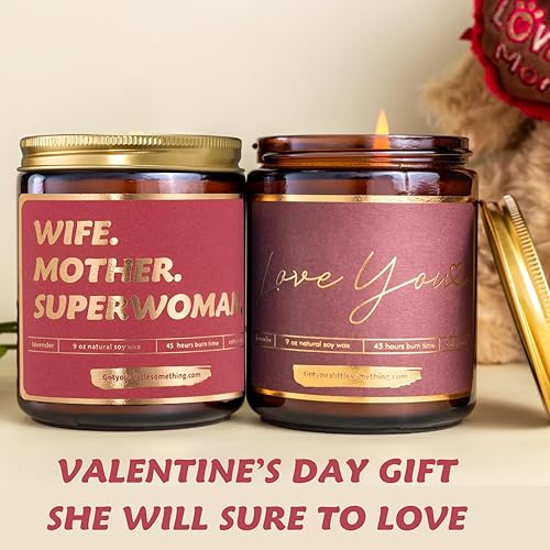 Miniatura 5 de Regalo del día de San Valentín para esposa, 2 velas perfumadas de cera de soja natural regalos del día de San Valentín para ella, juego de regalo