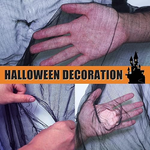Miniatura 3 de Zesliwy Paño espeluznante negro espeluznante de Halloween: 85 * 394 pulgadas gasa gigante de miedo gasa para fiesta temática de Halloween, hoouse