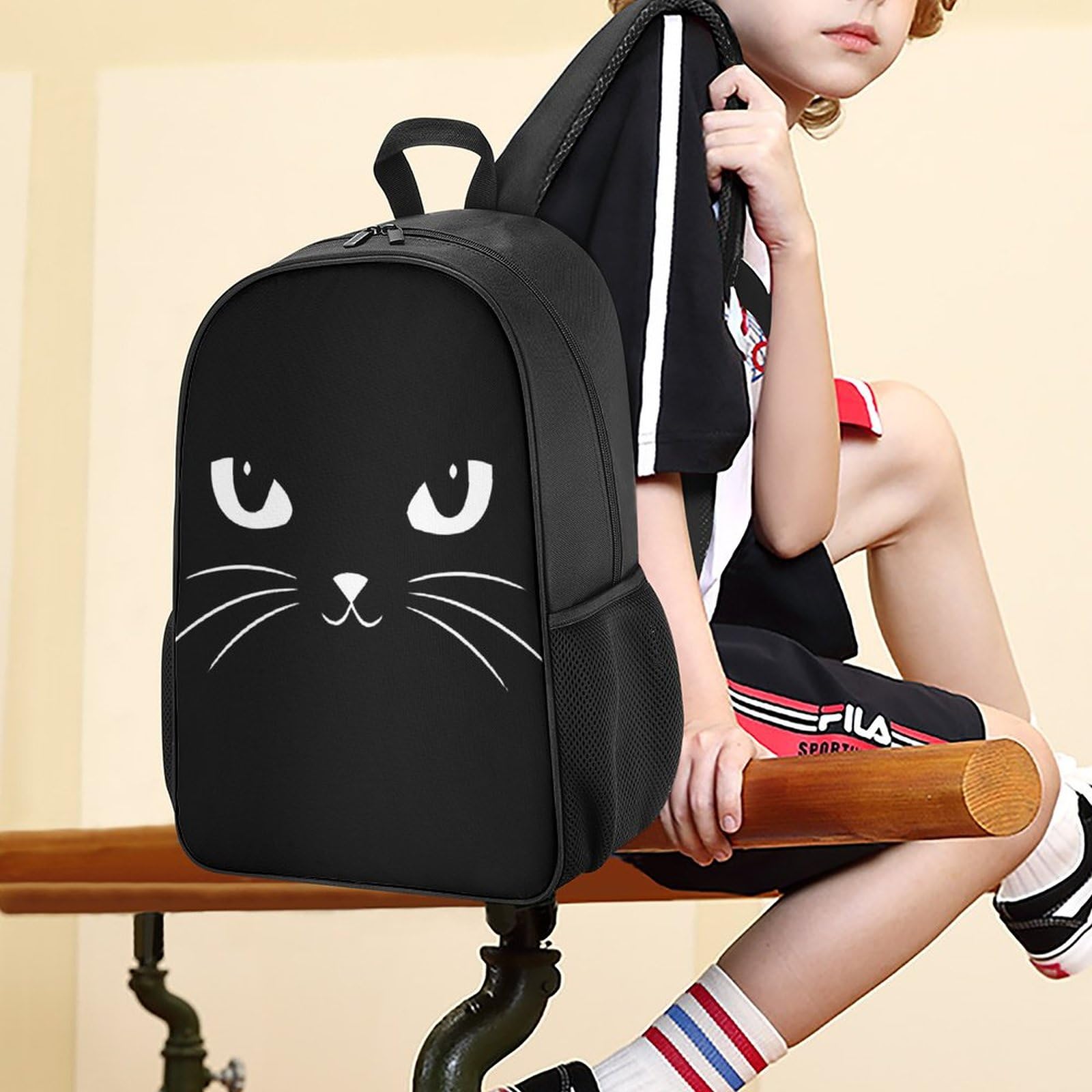 Amazon.co.jp: リュックサック かわいい白い猫 白い目 黒い顔 ヒゲ