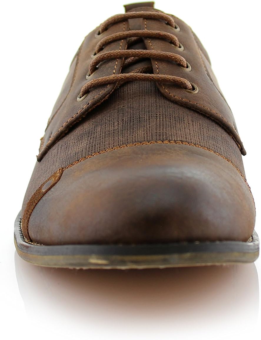Ferro Aldo Men's Modern Cap-Toe Derby Collection | Statement Dress Shoes in Floral, Woven, & Classic Styles