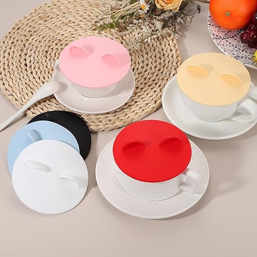 Miniatura 4 de uxcell 3 tapas universales de silicona para tazas, tazas de té, tazas de café, reutilizables a prueba de polvo, color rojo
