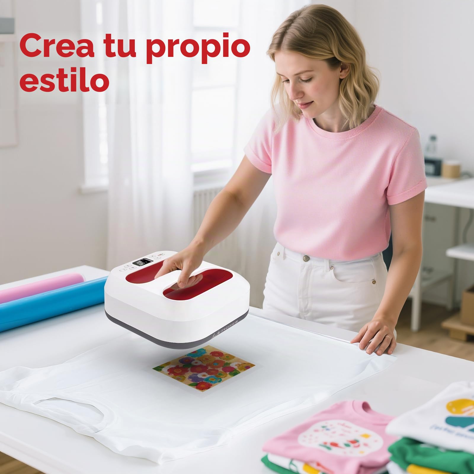 Plancha Termica Camisetas,Impresora Sublimación para Camisetas Plancha de Transferencia con Pantalla LED,Temporizador,Prensa Termica Plancha Sublimacion para Estampado Textil y Manualidades DIY