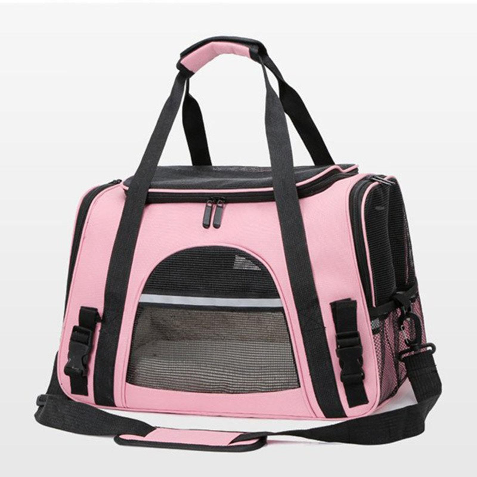 Bolsa Transportadora para Mascotas, Bolsa Transportadora para Gatos, Bolsa de Viaje para Mascotas Suave de Gran Capacidad con Cremallera Y Correa para, Rosa