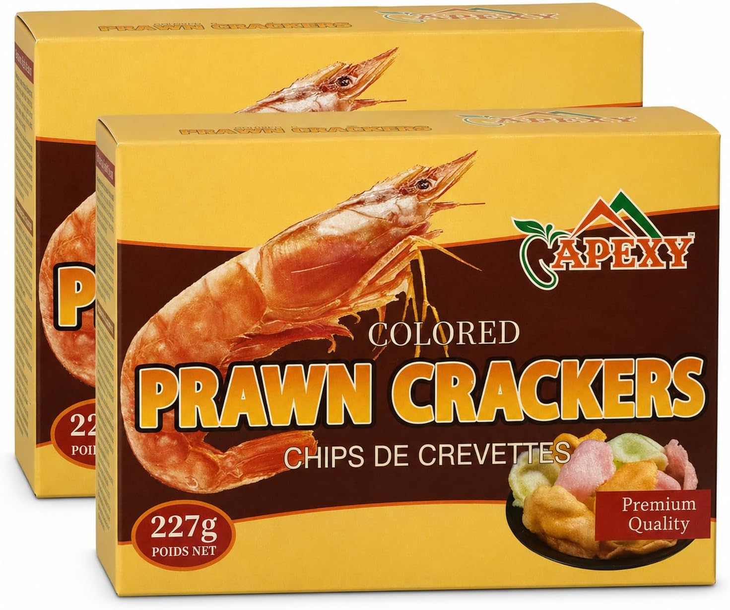 Apexy Prawn Crackers Uncooked Shrimp Chips, Multi-color Asian Shrimp Crackers, Fry to Puff Crispy Snack for Party Appetizers, 8 oz (227g) Pack of 2
