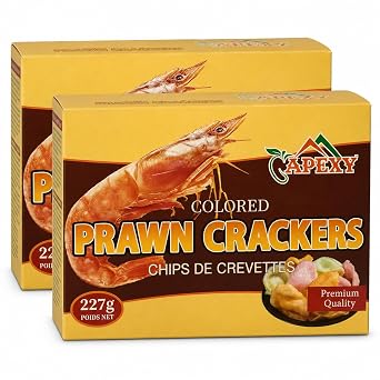 Apexy Prawn Crackers Uncooked Shrimp Chips, Multi-color Asian Shrimp Crackers, Fry to Puff Crispy Snack for Party Appetizers, 8 oz 227g Pack of 2