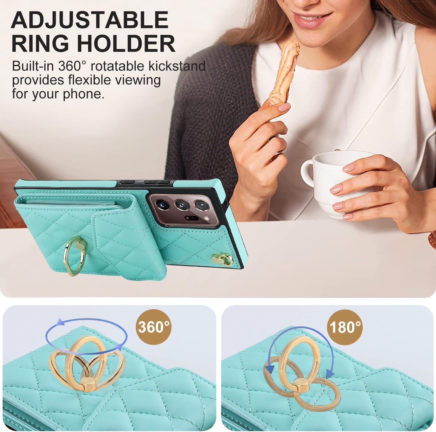 Asuwish Phone Case for Samsung Galaxy Note 20 Ultra 5G Wallet Cover with Screen Protector and Ring RFID Blocking Card Holder Cell Note20 Plus Notes 20Ultra Note20+ U + 20+ Twenty Not S20 Women Teal