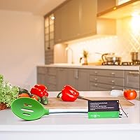 Vista 8 de Chef Frog - Cuchara ranurada de silicona para uso doméstico o profesional - Cuenta con nuestro mango de acero inoxidable "Stay-Cool