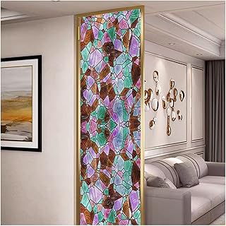 HDBODY Privacy Stained Glass Window Film, Opaque Self-Adhesive Glass Film Decorative Sticker, for Kitchen Office,16,30x80cm(12x31inch)