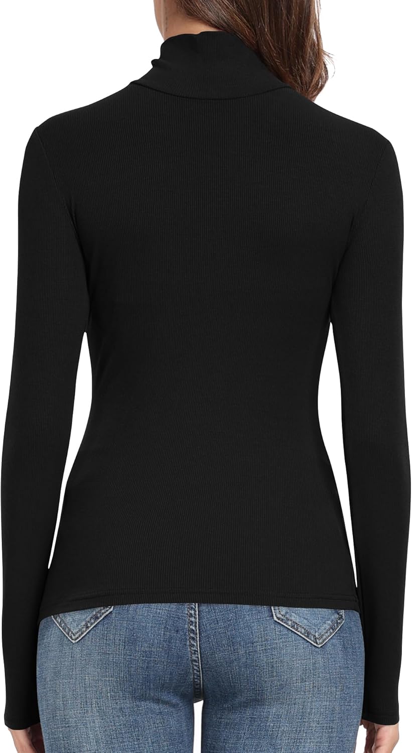 PALINDA Women's Ribbed Turtleneck Fitted Long Sleeve Shirts Basic Thermal Layering Tops - Image 4
