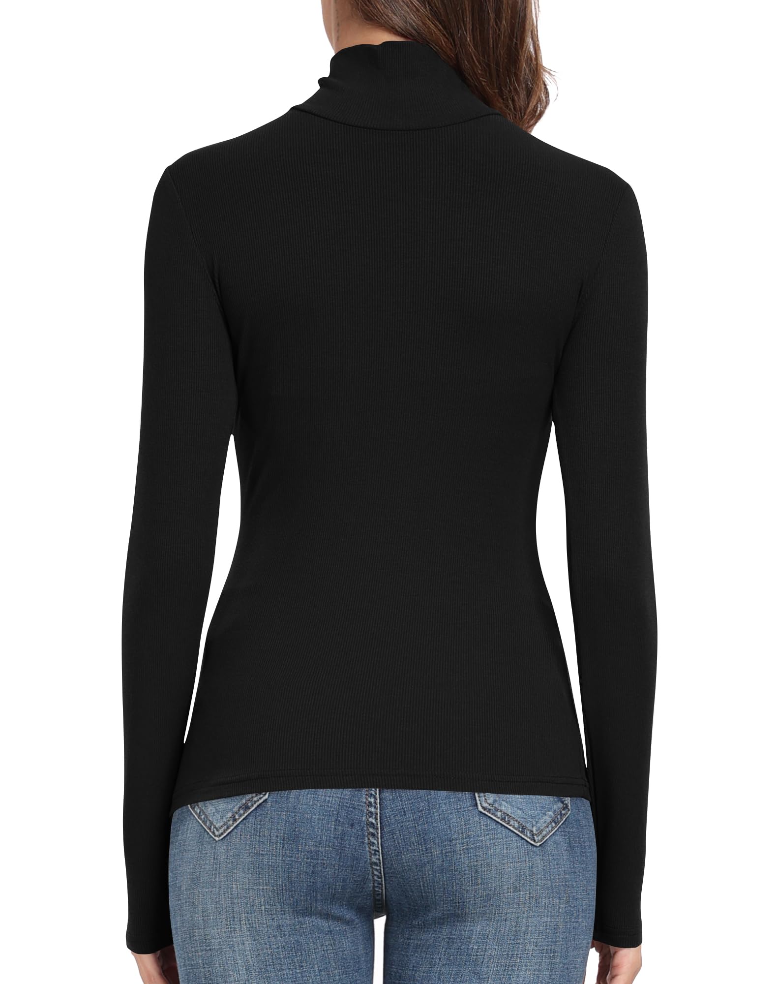 PALINDA Camicie da donna a costine a collo alto aderente a maniche lunghe Basic Thermal Layering Top