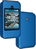 Nakedcellphone Case for Consumer Cellular Iris Easy Flip Phone/Boost Mobile Summit Flip 4G, Slim Hard Shell Protector Cover [Anti-Fingerprint, Grid Texture] for SL006D (2024) - Cobalt Blue