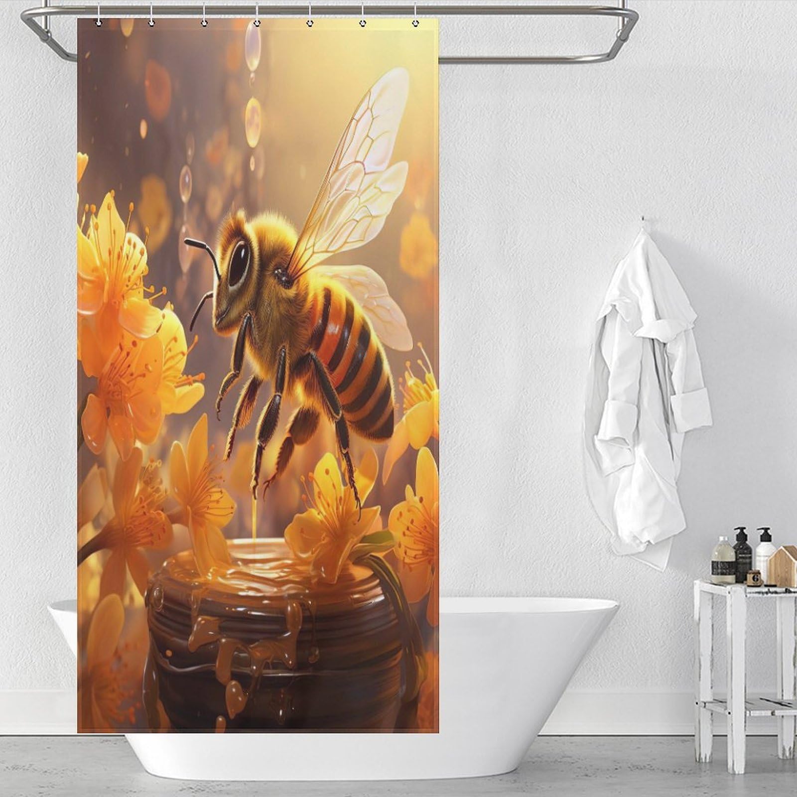 Rideau de douche lavable imperméable en polyester antibactérien