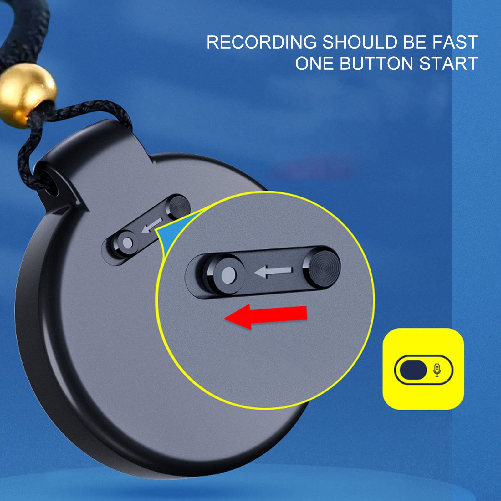 Cryfokt Grabadora de Voz Llavero, Reproductor MP3 con Reducción Inteligente de Ruido, Batería Integrada de 120 MAh de Aleación de Zinc, for Conferencias y Reuniones (Inglés Neutro, Negro 32GB)