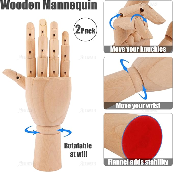 Maniquí de Mano de Madera 7 Pulgadas para Dibujo Artístico miniatura 3