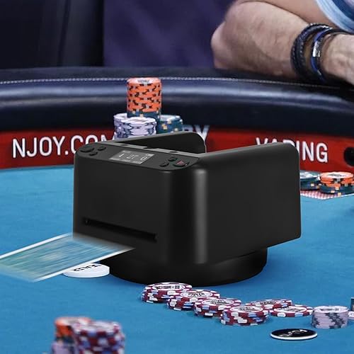 Miniatura 6 de Máquina automática de distribuidor de cartas con rotación de 360, 2 mazos de cartas, rápida y precisa y estable, sin problemas, accesorios de mesa