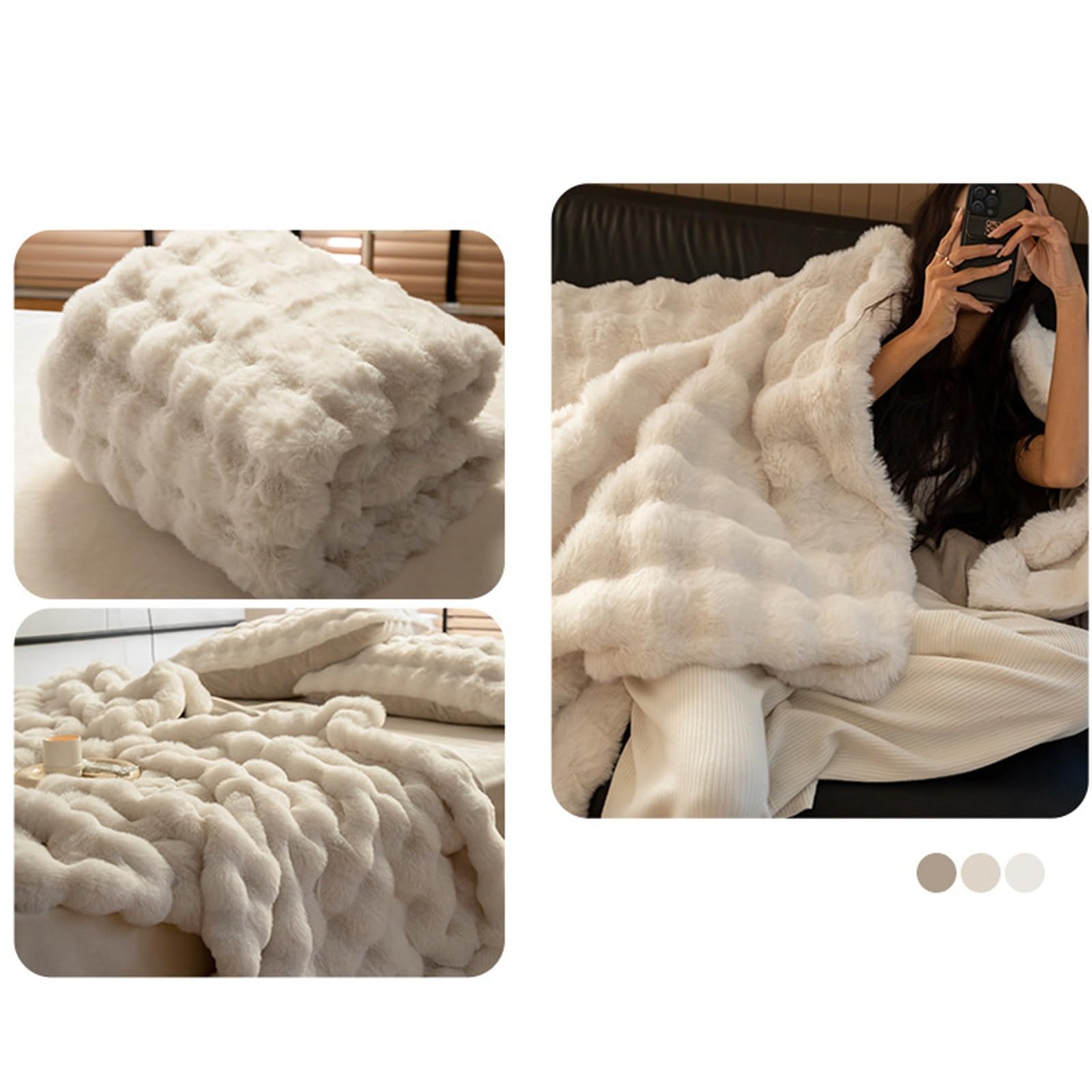 Pluizige Toscaanse Fleece Deken Nepbont Bed Gooi Super Zachte Warme Grote Deken, Omkeerbare Zachte Warme Gooi Dekens, voor Slaapbank Auto (Color : 04, Size : 40x59 in