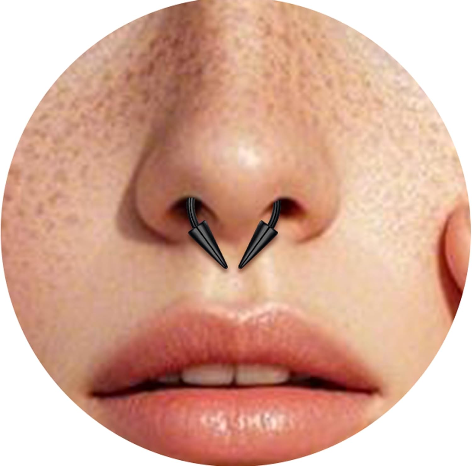 AVYRING Septum Rings 16g Horseshoe Nose Rings Surgical Steel Septum Jewelry Black Hoops Cartilage Helix Daith Tragus Earring Hoop Nose Hoop Ring Halloween Spike Lip Piercing Jewelry for Women Men