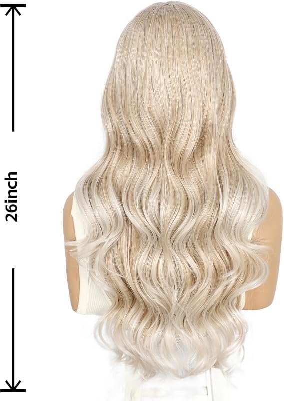 Sapphirewigs Szőke Csipke Paróka - Hullámos Szintetikus Haj, 13x4 Csipke Előlap, Balayage Hatás, Hőálló, Természetes Megjelenés, Napi Visele