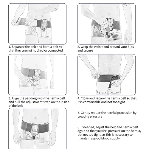 Miniatura 8 de Cinturones de hernia para hombres y mujeres, cinturón de soporte de hernia inguinal con almohadilla de compresión extraíble, braguero de hernia