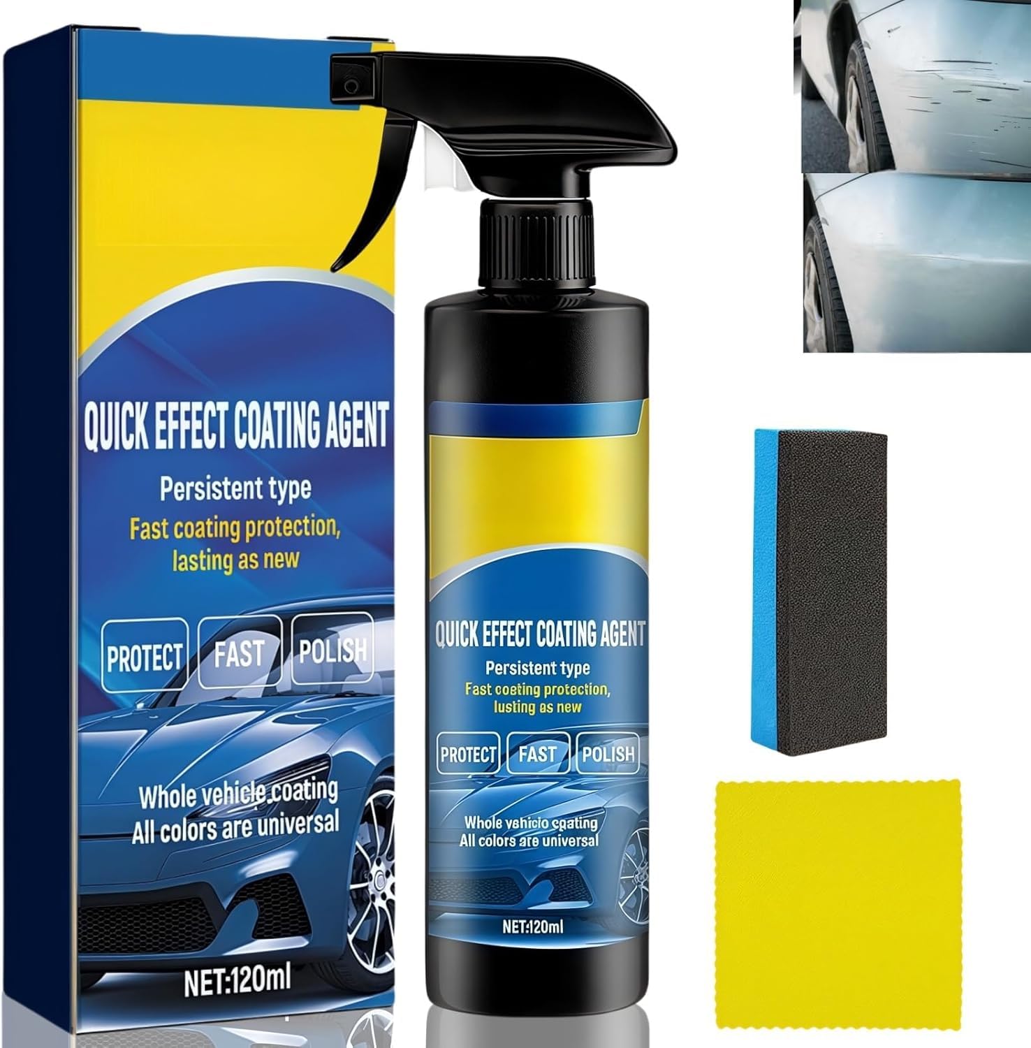 Car Coating Agent Spray,Easy to Use,Automobile Scrape Wax Agent, Quick Effect Polish Spray, Oil Film Emulsion Glass Cleaner, Waterless Wash Quick Effect Scratch Polis (1PCS)