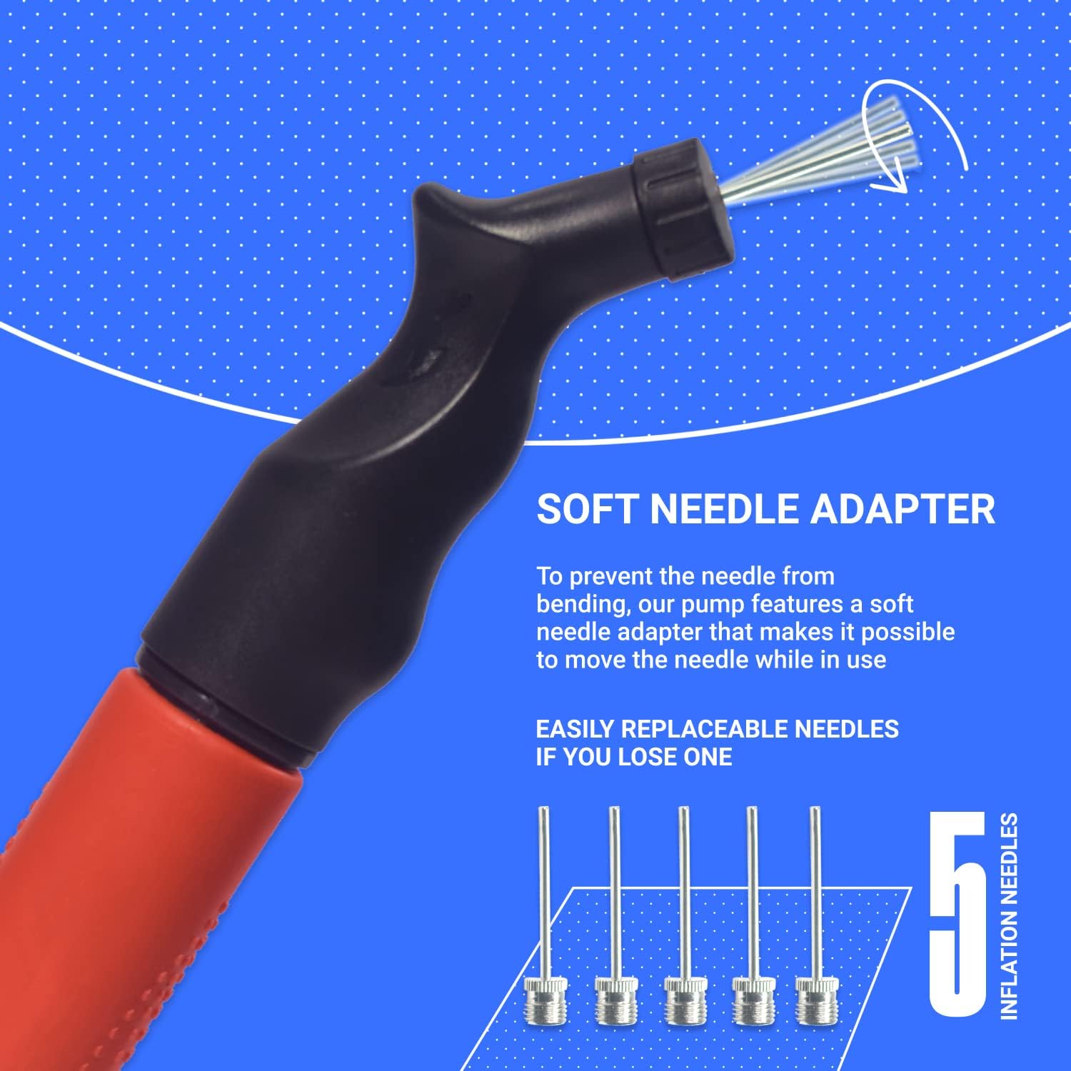 SPORTBIT Ball Pump with 5 Needles, Push & Pull Inflating System, Great for All Sports Balls, Football Ball Air Pump - Image 3