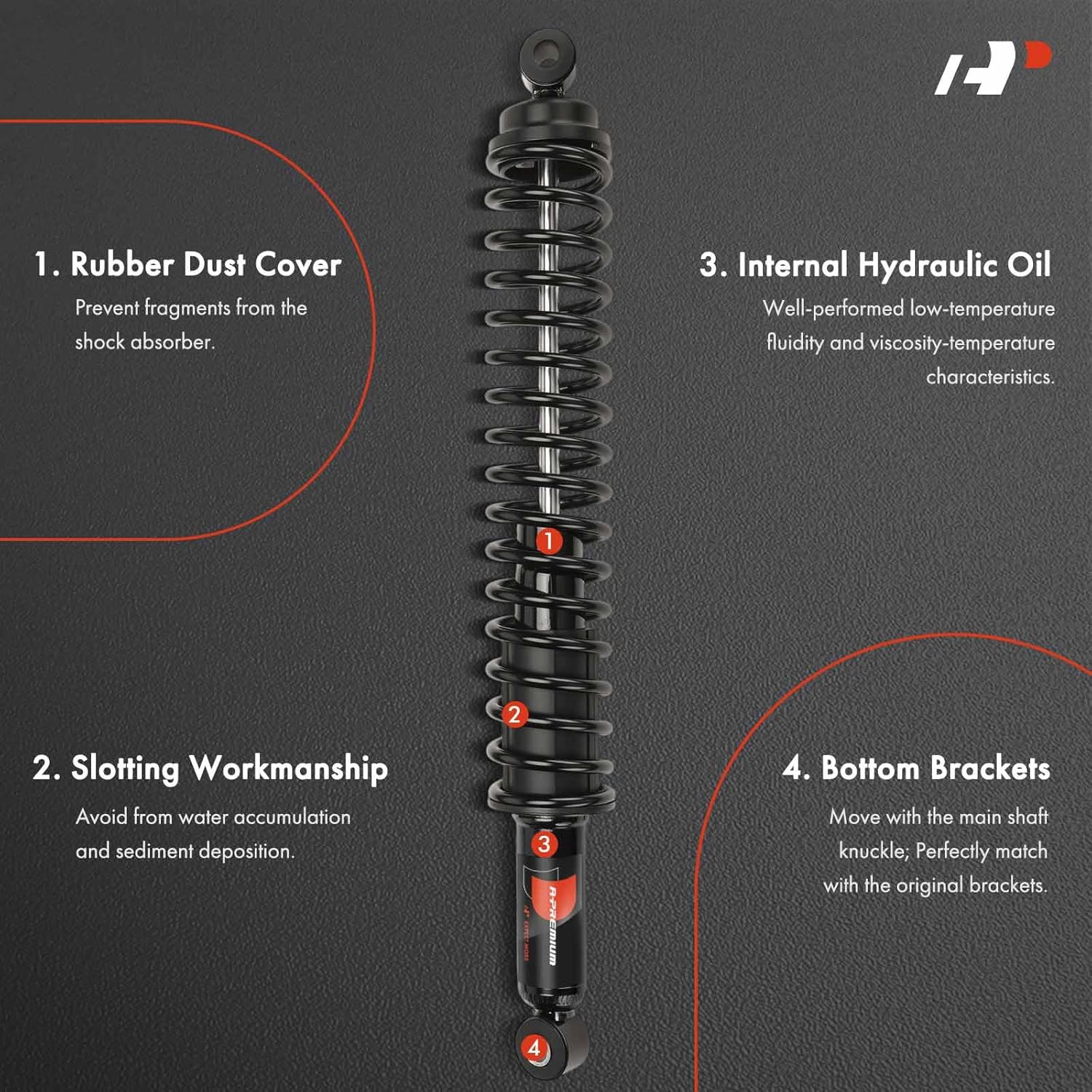 A-Premium Rear Towing Shocks Compatible with [RWD] Ford F-150 1980-1996, F-250, F-350, F-100, Ranger, Bronco & Mazda B2300, B2500, B3000, B4000-2x Replacement Suspension Shock Absorber Strut