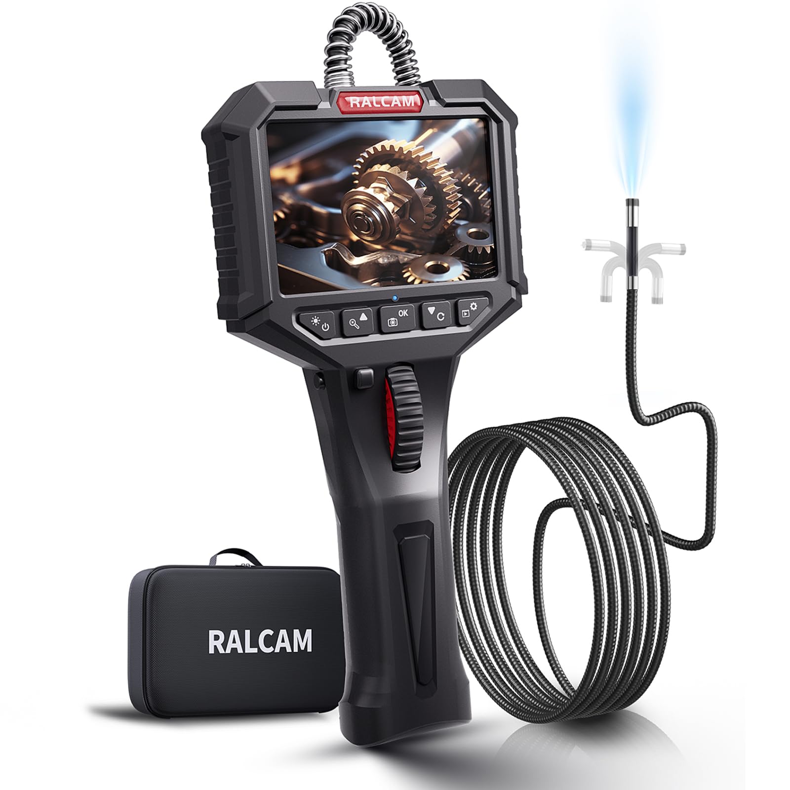 Photo 1 of Ralcam Two-Way Articulating Borescope with 10FT Semi-Rigid Cable, 0.33in/8.5mm Inspection Endoscope Camera with Light HD Video Snake Camera Scope for Automotive Aircraft Mechanics
