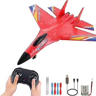 SGTT PRO 2.4GHz 2-Channel Remote Control Airplane with Gyro Night Lights and Single Batterie Suitable for Adults, Novices, and Children to Fly Easily (RED)