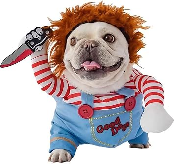 Deadly Dog Clothes, Pet Chucky Dogs Halloween Costume Funny Awful Pet Cosplay for Halloween Puppy Cosplay Party Christmas Party Role Playing Dress Ups L
