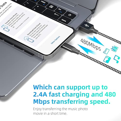 Miniatura 2 de MenoSupp iPhone Charger Fast Charging Cable 3 Pack 10 FT MFI Certified Lightning Cable Nylon Braided iPhone Charger Cord Compatible with iPhone 13