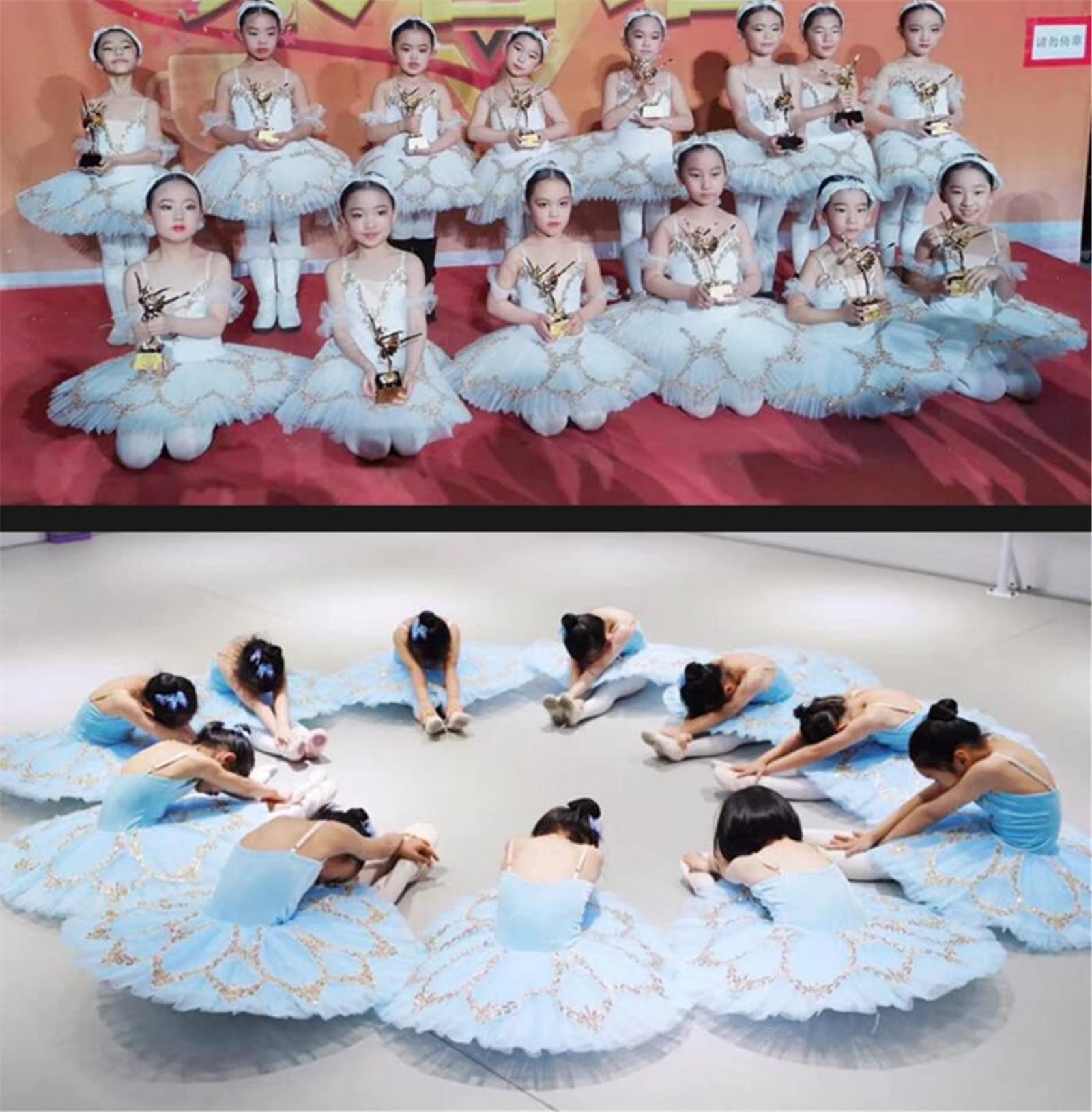 Mädchen Professionelles Ballett Kostüm Ballerina Ballett Tutu Für Mädchen Prinzessin Pfannkuchen Tutu Tanz Ballettkleid,Weiß,160CM