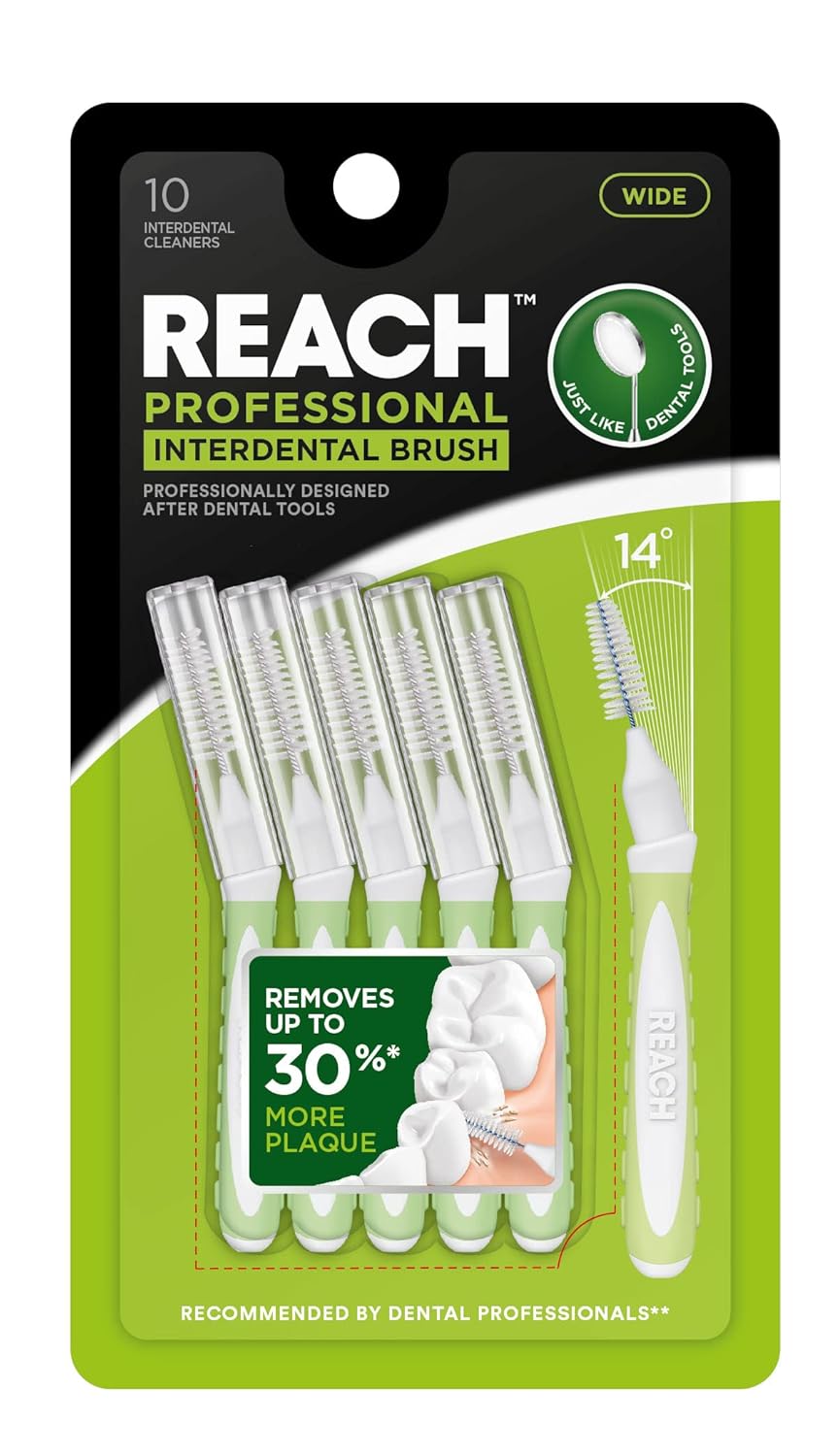 Reach Interdental Brush Cleaners 1 3mm Wide Sensitive Gum Protection Plaque Remover for Teeth Braces Flossers Braces Brush