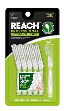 Reach Interdental Brush Cleaners, 1.3mm, Wide, Sensitive Gum Protection, Plaque Remover for Teeth, Braces Flossers, Braces Brush, Dental Toothbrushes, Oral Care, 1 Pack, 10 Count