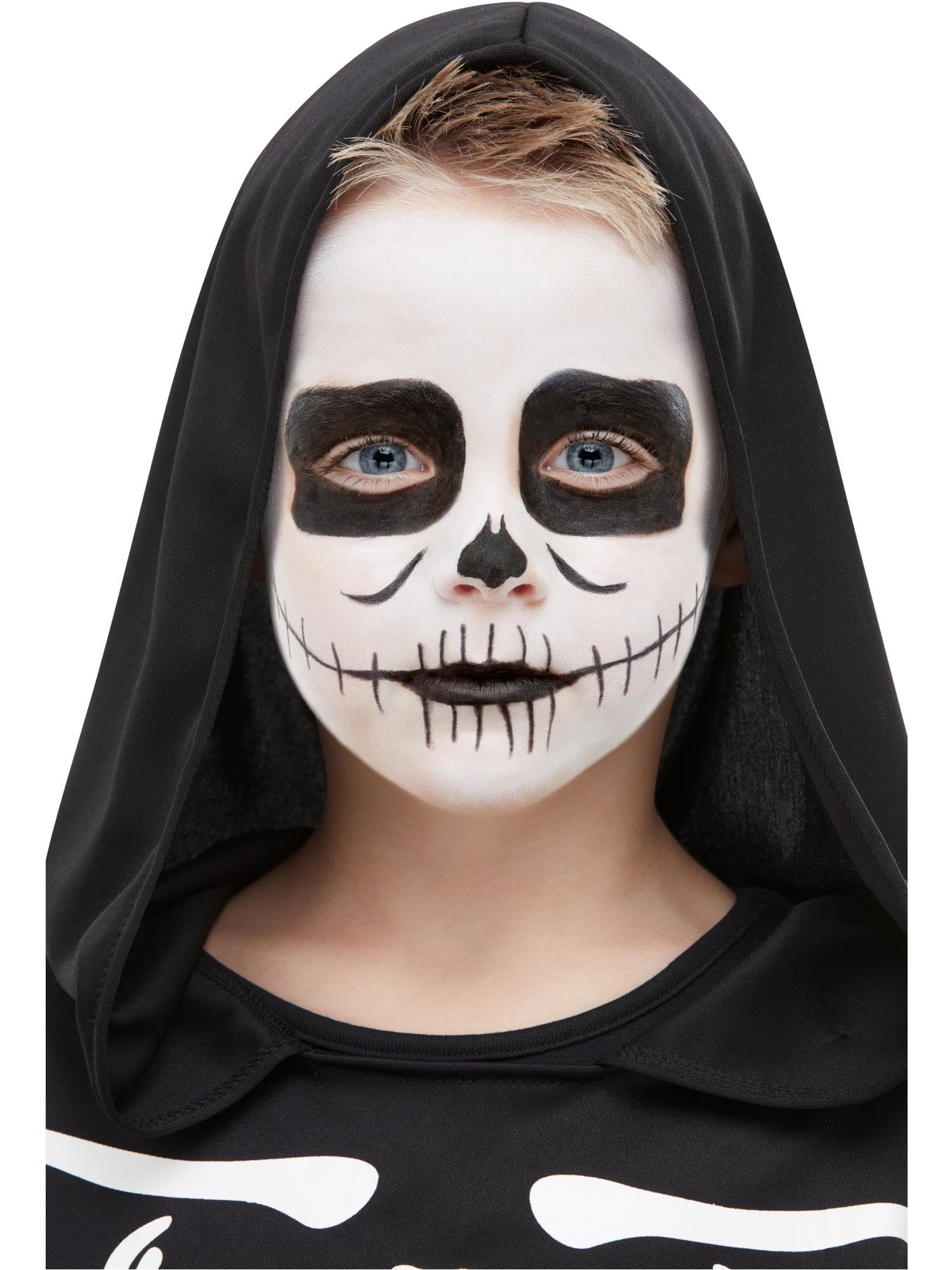 Smiffys Make-Up FX, Kids Skeleton Kit, Aqua, Black & White, Facepaint, Crayon, Sponge & Applicator