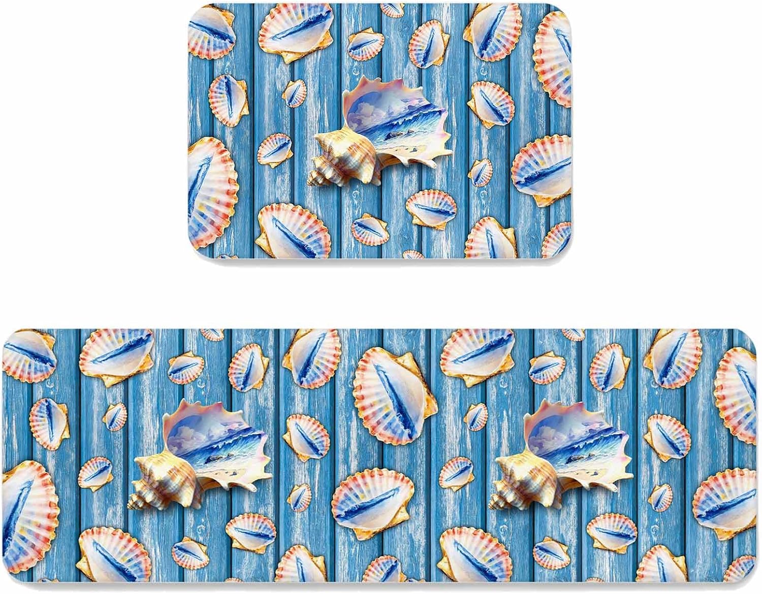Prime Leader Monstera Palm Leaf Kitchen Mat Set 2 Pieces Summer Plant Botanical Nordic Art Non Slip Kitchen Rugs Washable Runner Rug Mats for Sink Laundry (19.7" x 31.5"+19.7" x 63")