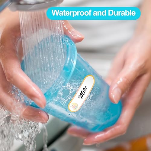 Miniatura 5 de Etiquetas de nombre impermeables para guarderías, calcomanías de nombre para cosas de niños y suministros escolares, etiquetas para tazas de