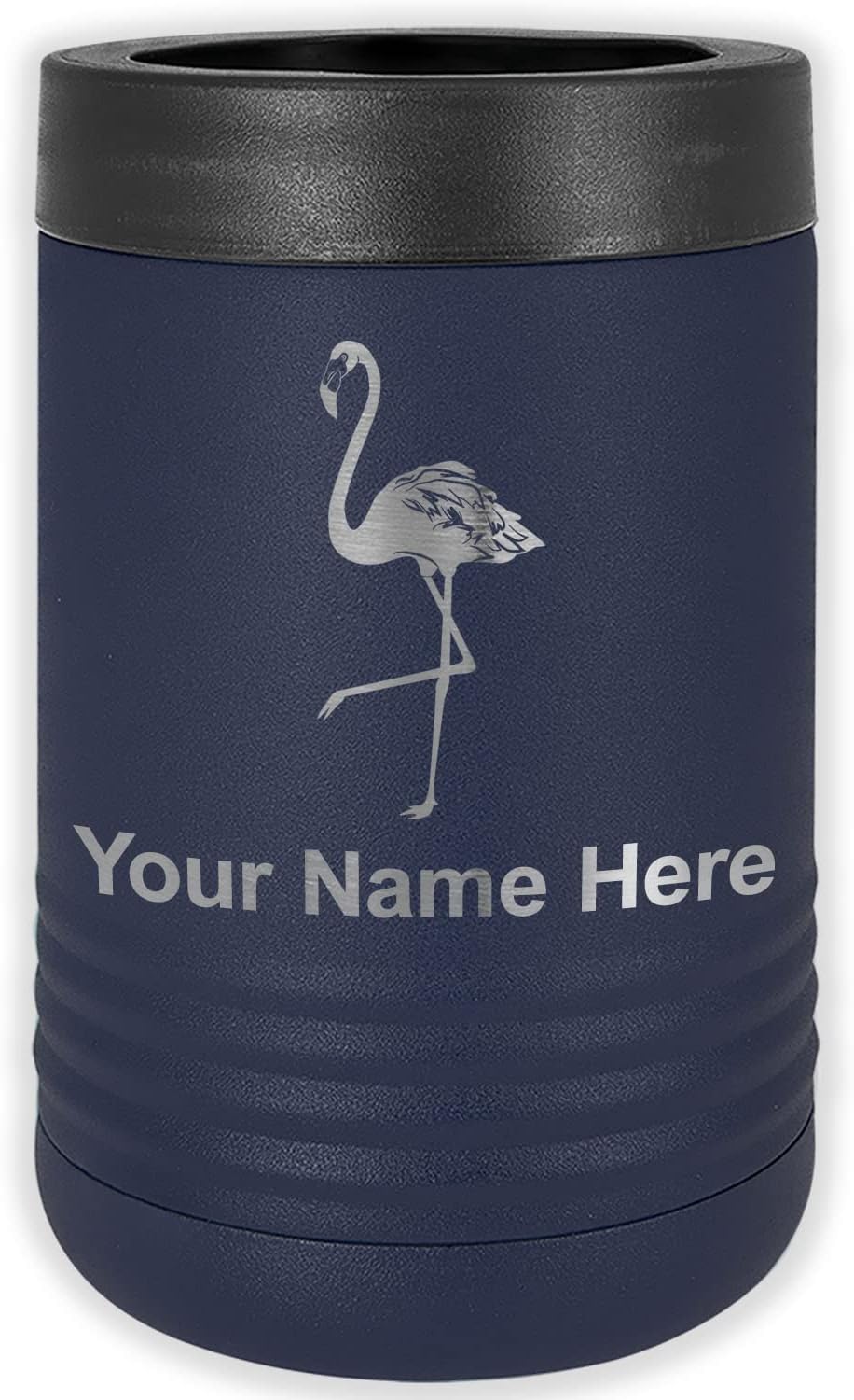 LaserGram Personalized 12 oz. Stainless Steel Can & Bottle Insulator, Flamingo – Keeps Drinks Cold Longer (Pink)