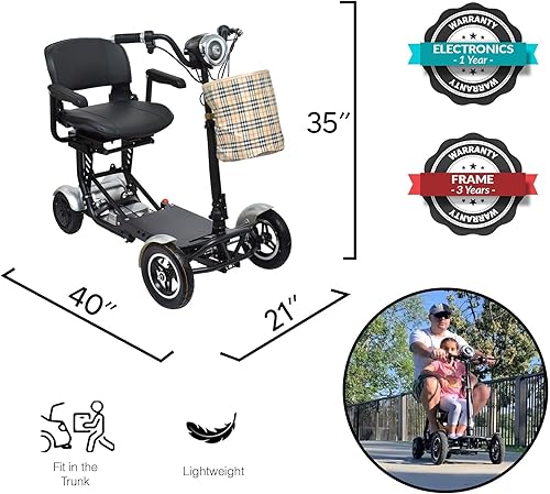 Miniatura 37 de MS-3000 Scooter eléctrico para adultos, scooters plegables para personas mayores, scooter de movilidad de 4 ruedas con silla, scooter eléctrico