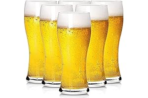 Diamond-Cut Crystal Beer Glasses Set of 6