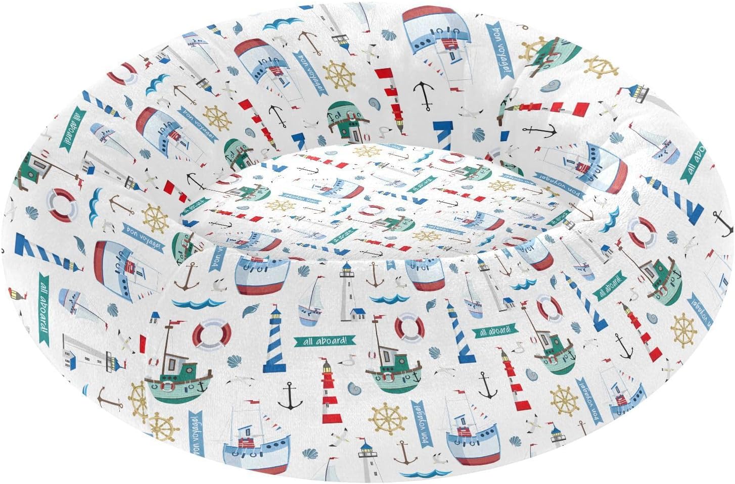 Pet Dog Beds Anxiety Relief Fluffy Cat Pillow Bed for Medium Size Pets Sleeping M Lighthouse Anchors