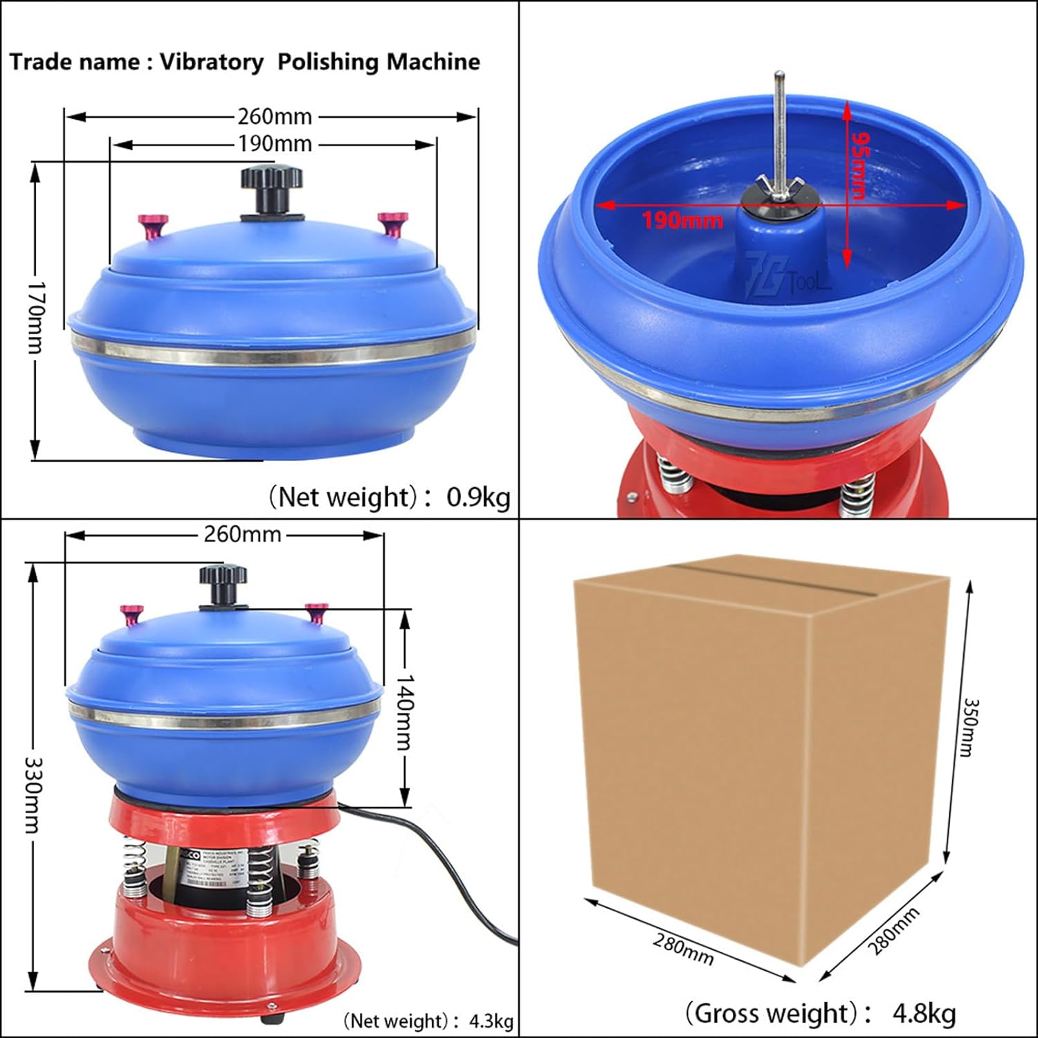 Vibrating Polisher, Electric Polisher, Professional Rock Tumbler Kit, Vibration Polishing Machine, Strong Load Capacity for Grinding and Polishing Workpiece Surface, Jewelry Accessories