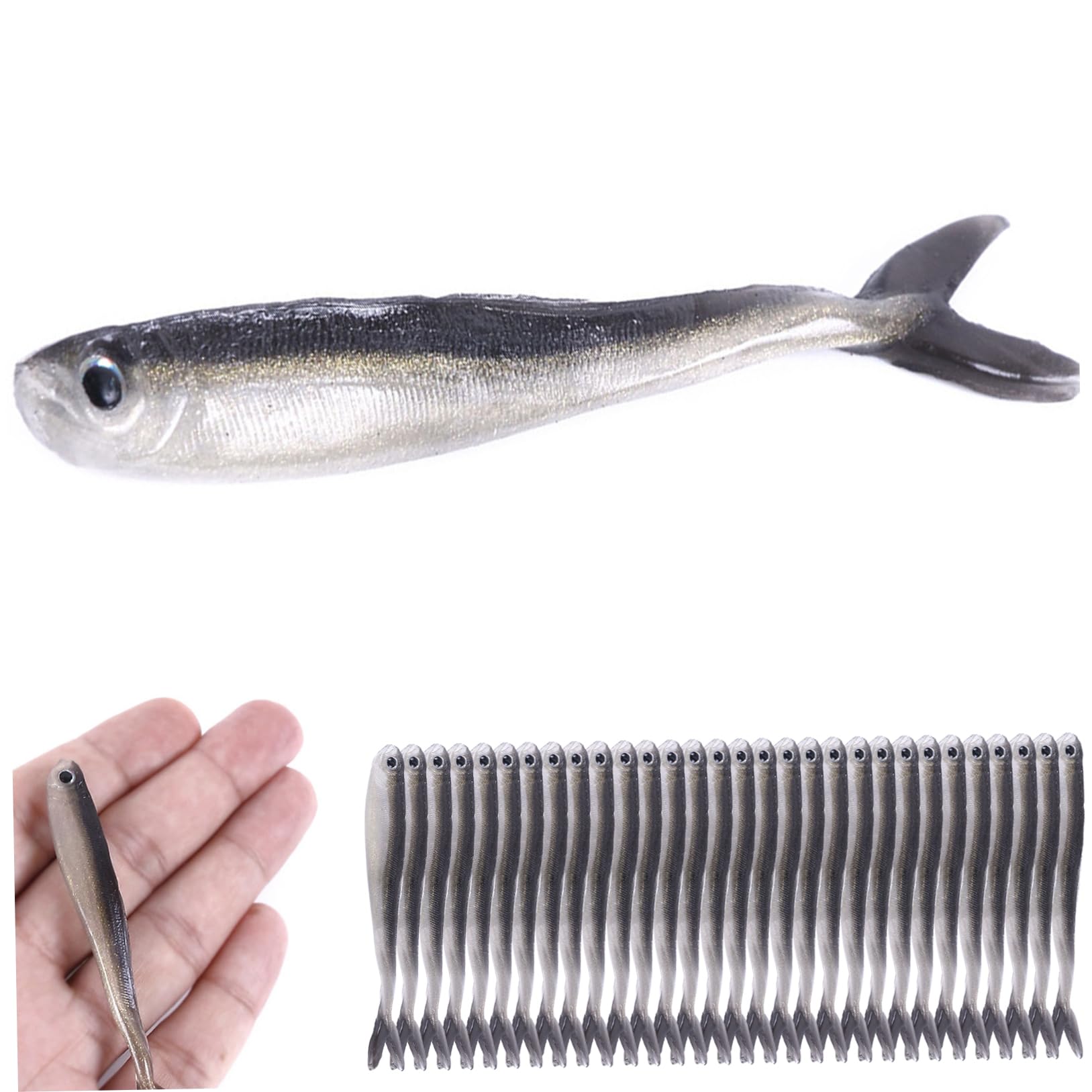 Lot De 30 Leurres De Pêche Réalistes En Plastique Souple De 8 Cm - Réutilisables - Pour Bar, Truite, Crappie