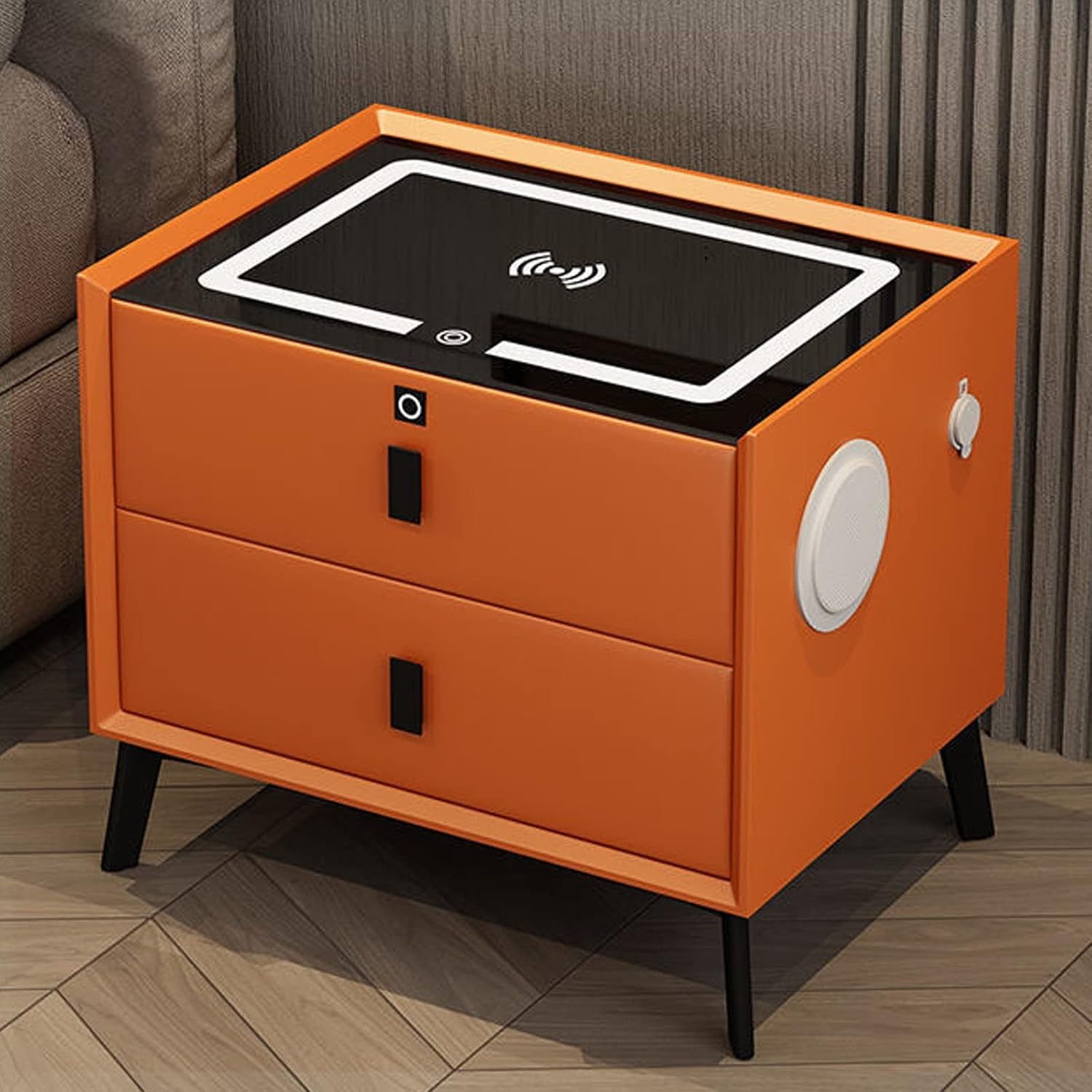 Smart Nightstand, Modern Nightstand with Wireless Charging Station, USB Port, 3