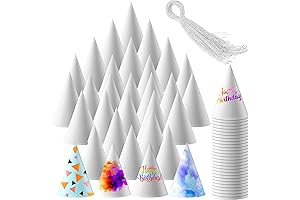100 Pcs White Party Cone Hats