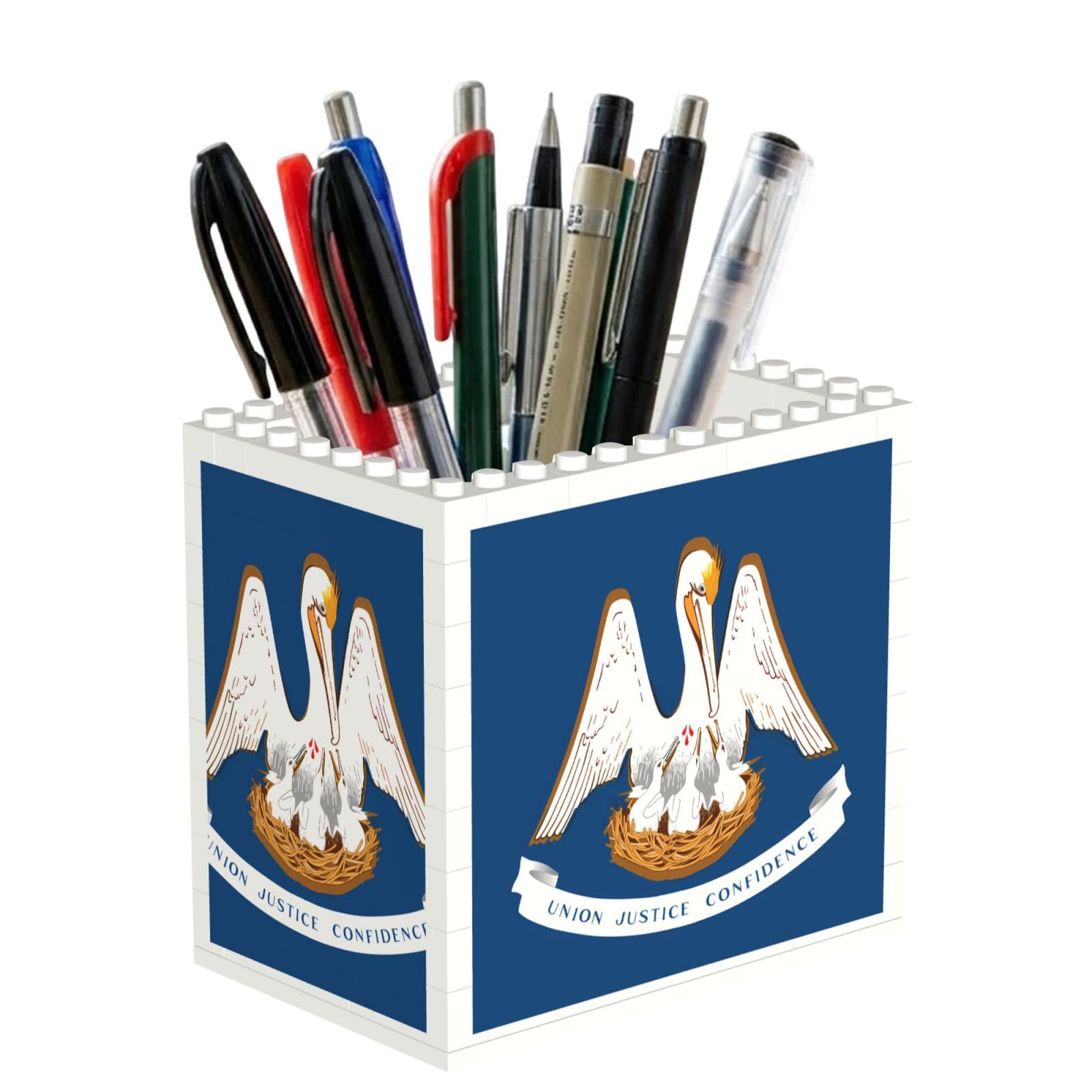 SXZVVBN Louisiana State Flag Building Block Desk Tidy ABS Organiser