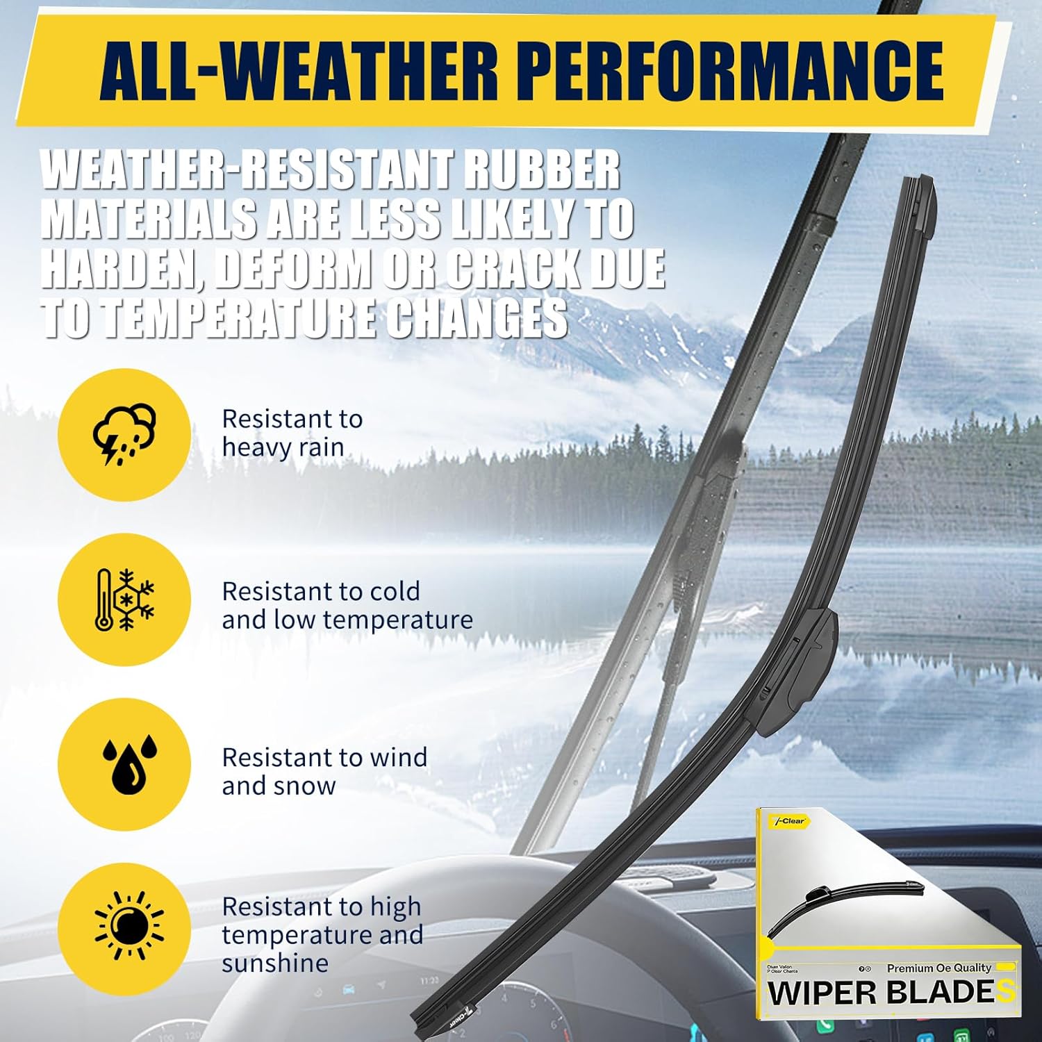 22"+22" Windshield Wiper Blades, Fit for Ford F-150, Chevrolet Silverado 1500, GMC Sierra 1500, RAM 1500, (Pack of 2), OEM Quality Replacement Wipers, All-Season Aerodynamic Design