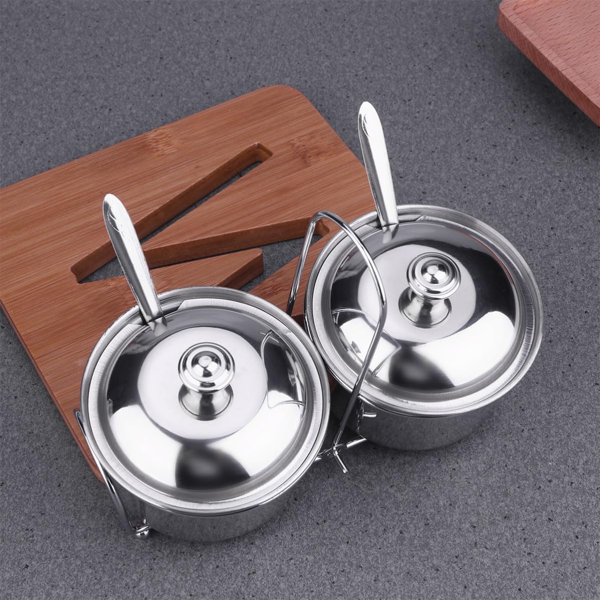 VOSAREA Stainless Steel Seasoning Box Kitchen Spice Container with Lid